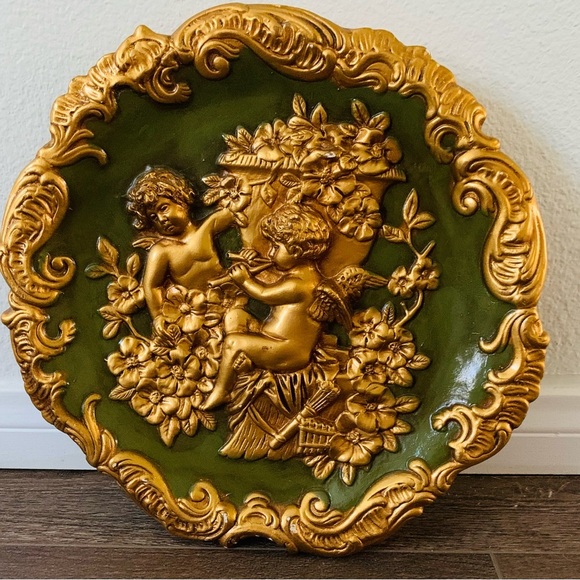 French plaster 3 D  Gold and Green Decorative plaque - Picture 9 of 12